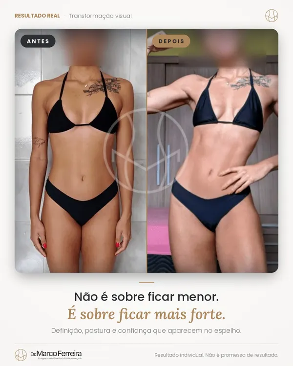 Antes e depois: Não é sobre ficar menor. É sobre ficar mais forte. Definição, postura e confiança que aparecem no espelho.